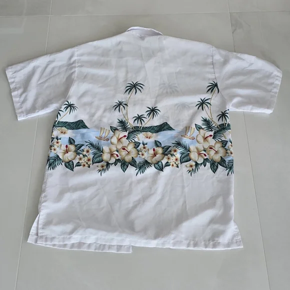 Uluwatu Tropical White Hawaiian Shirt - XXL - Picture 4 of 4